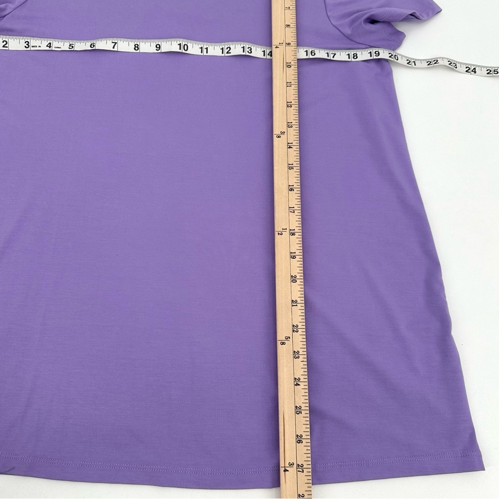 Susan Graver Weekend Top Womens M Purple Cool Touch Knit Short Slv M Cut Out Tee - Picture 6 of 10